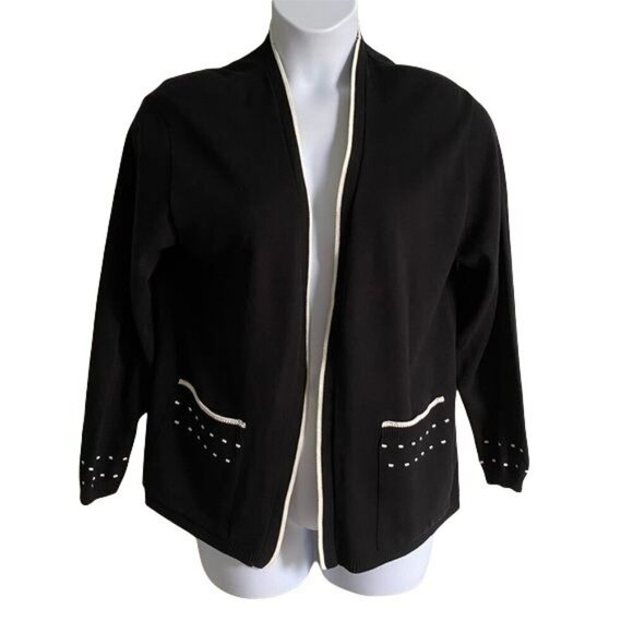 Company Collection Black Open Front Cardigan Sweater With Pockets Women's Large - Picture 1 of 7